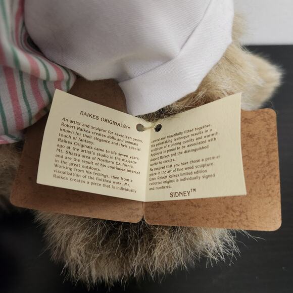 Vintage Robert Raikes Original "38558 Sidney" Wooden Face Doll w/ Tags & Signed - Picture 7 of 9